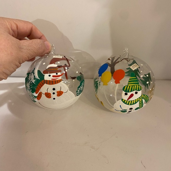 Set of 2 Hand Painted Blown Glass Ornaments (DP) - Picture 3 of 14